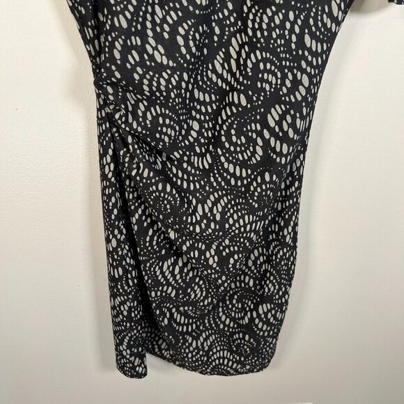 Reiss Janella Ruched Dress Size 4 Black Bonded Lace Career Event Wedding Guest - Picture 6 of 10